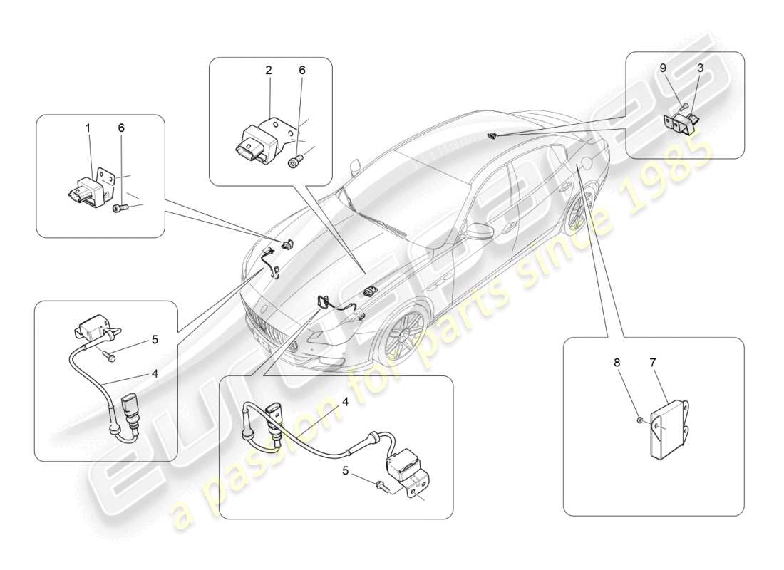 maserati quattroporte (2018) schéma des pièces de la commande électronique (suspension)