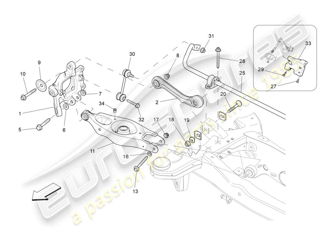 maserati ghibli fragment (2022) suspension arrière schéma des pièces