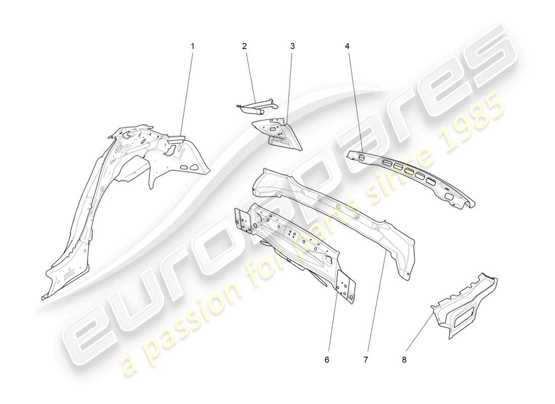 maserati ghibli fragment (2022) schéma des pièces de la carrosserie et des panneaux de garniture extérieurs arrière