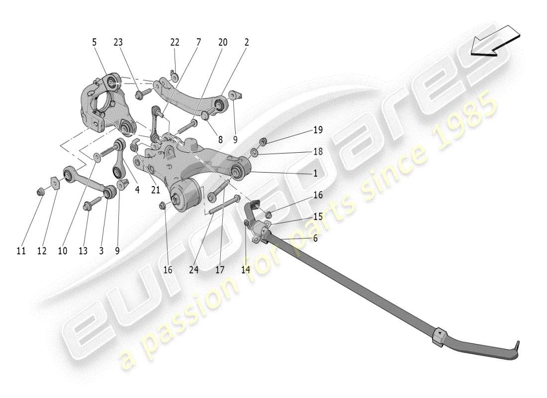 maserati grecale modena (2023) suspension arrière schéma des pièces