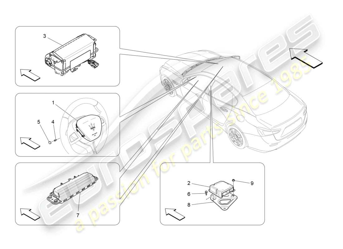 maserati ghibli fragment (2022) système d'airbag frontal schéma des pièces