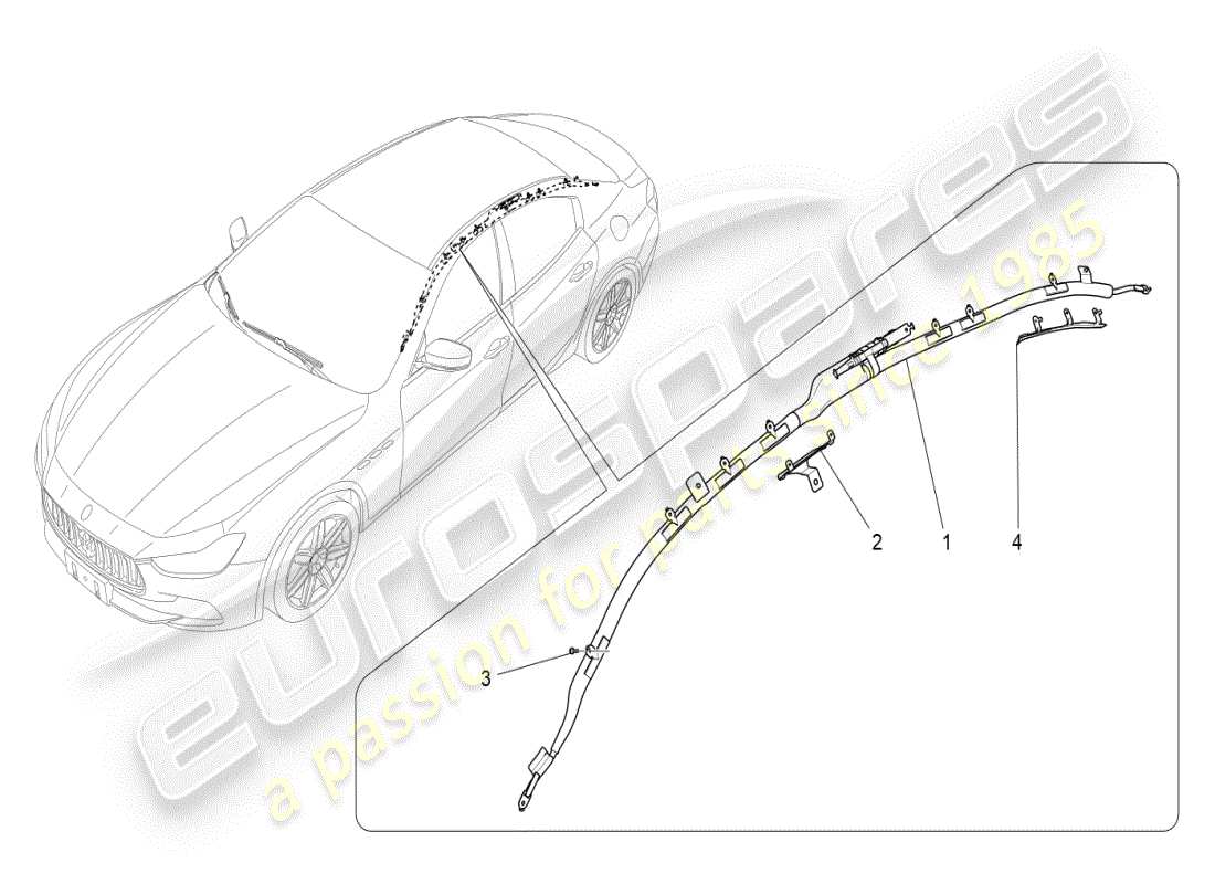 maserati ghibli (2019) diagramme des pièces du système de sacs à fenêtre