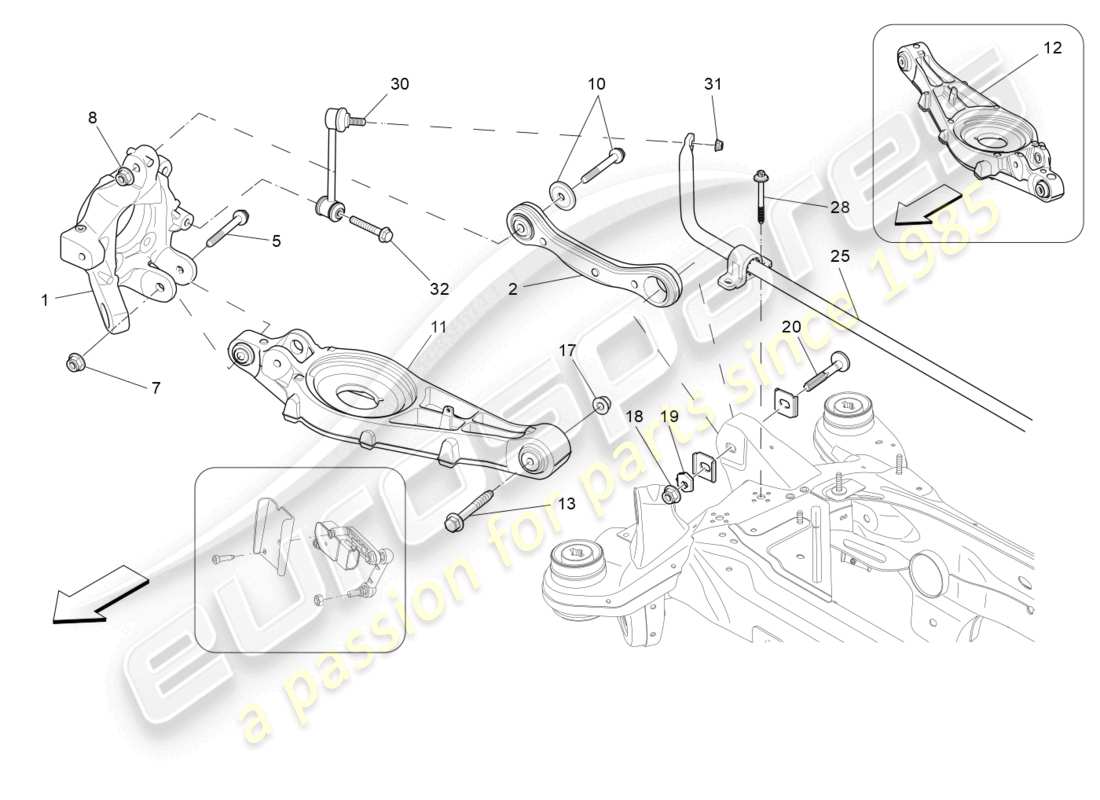 maserati levante modena s (2022) suspension arrière schéma des pièces