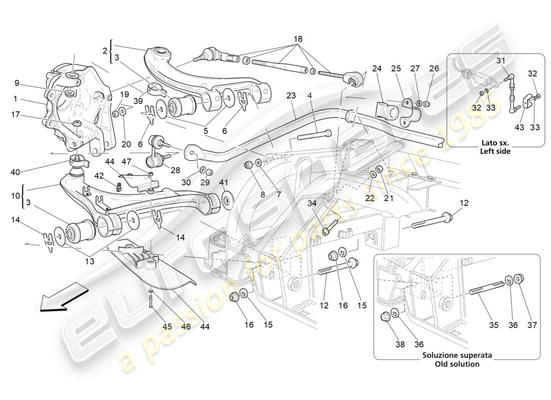 maserati grancabrio mc (2013) schéma des pièces de la suspension arrière