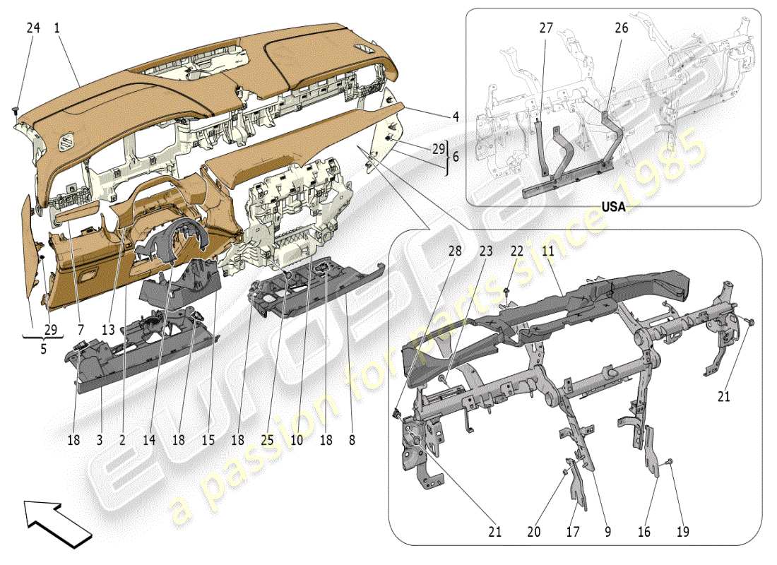 maserati grecale modena (2023) schéma des pièces de l'unité du tableau de bord