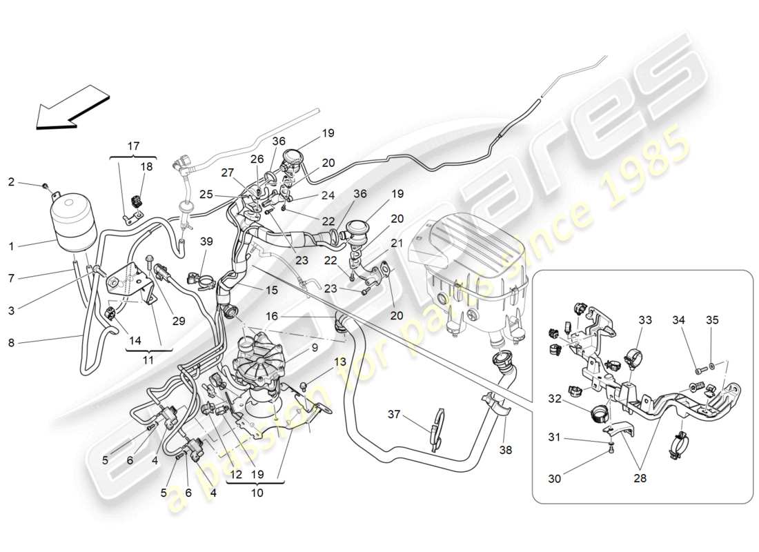 maserati levante trofeo (2020) système d'air supplémentaire schéma des pièces