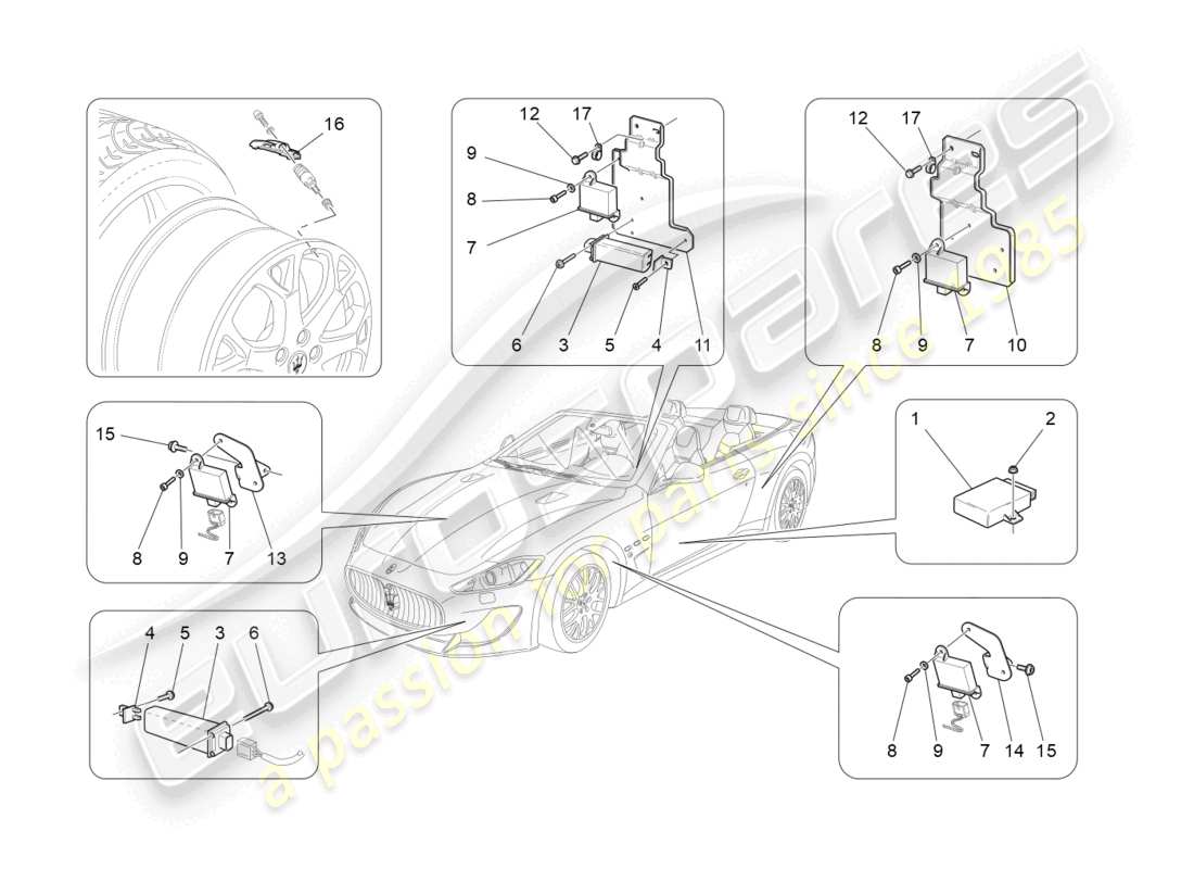 maserati grancabrio mc (2013) système de surveillance de la pression des pneus schéma des pièces