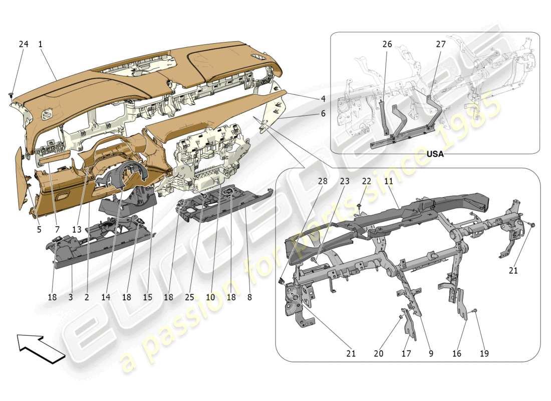 maserati grecale trofeo (2023) unité de tableau de bord schéma des pièces