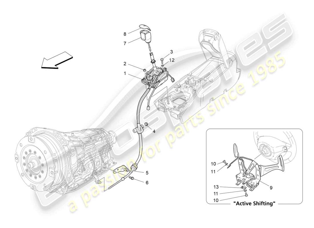 maserati grancabrio mc (2013) commandes du conducteur pour boîte de vitesses automatique schéma des pièces