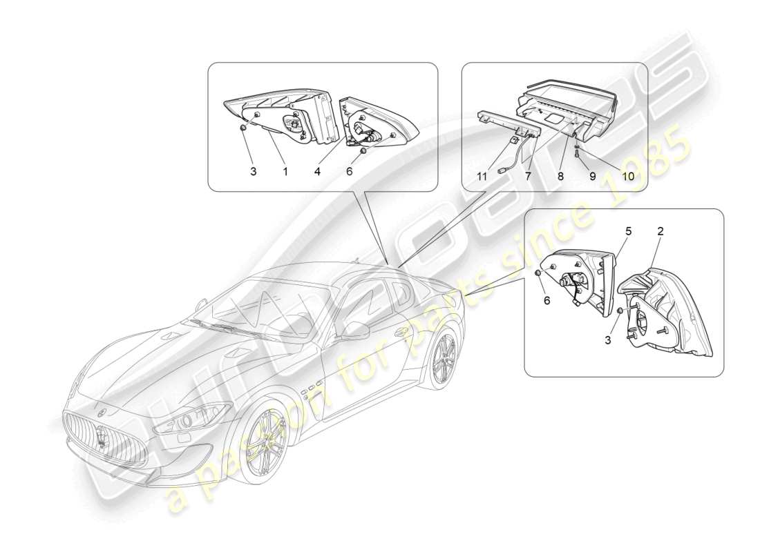 maserati granturismo mc stradale (2013) diagramme des pièces des groupes de feux arrière