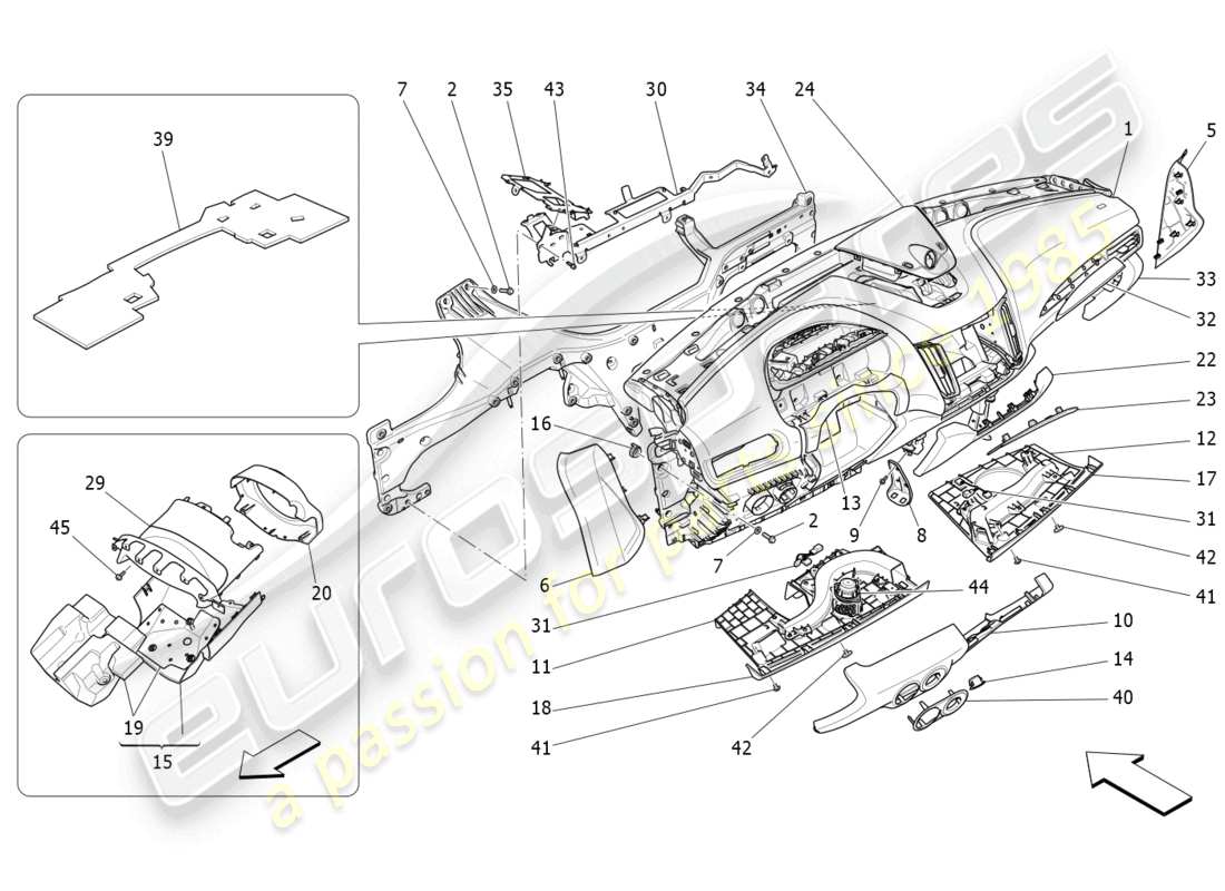 maserati levante modena (2022) schéma des pièces de l'unité du tableau de bord