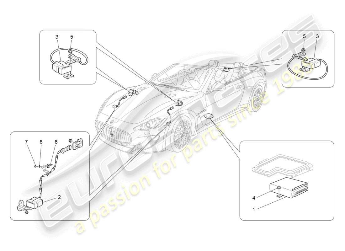 maserati grancabrio mc (2013) commande électronique (suspension) schéma des pièces