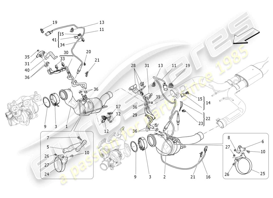 maserati levante gts (2020) convertisseurs précatalytiques et convertisseurs catalytiques schéma des pièces