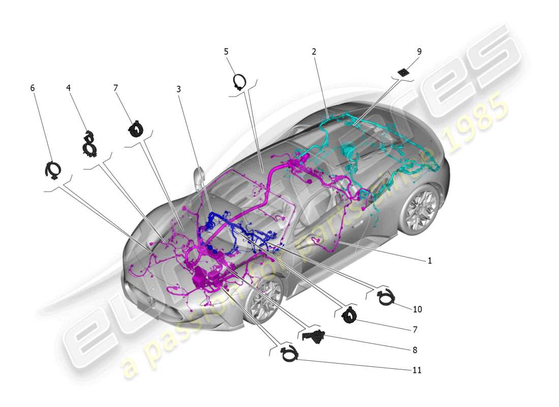maserati mc20 cielo (2023) schéma des pièces du câblage principal
