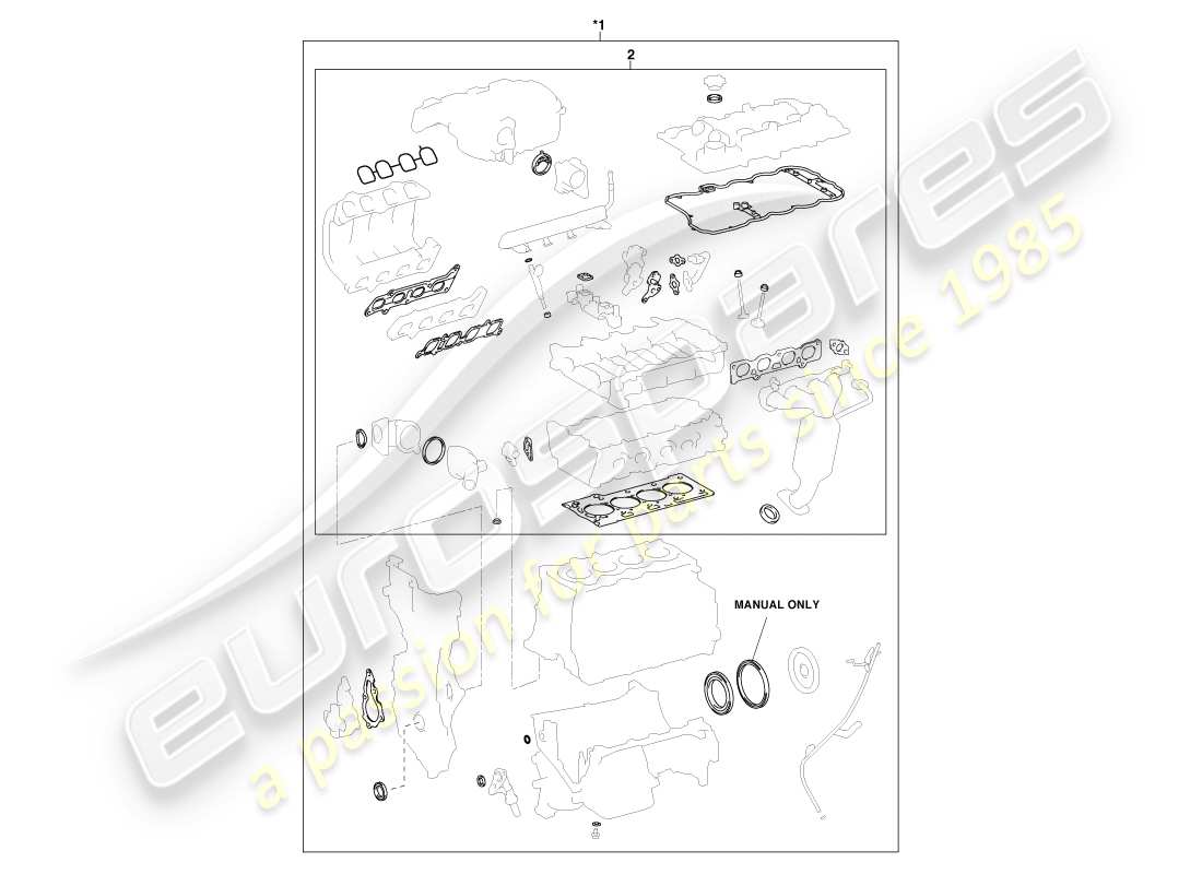 aston martin cygnet (2012) jeux de joints schéma des pièces