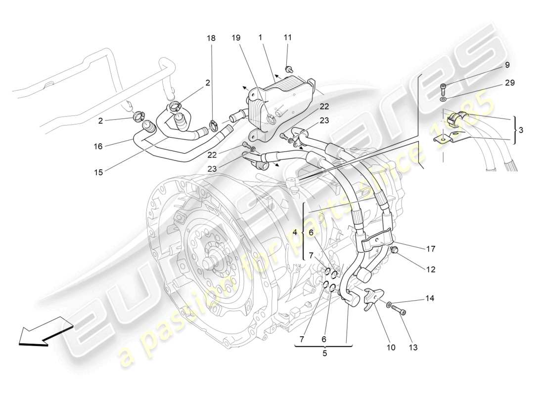 maserati levante gt (2022) lubrification et refroidissement de l'huile de boîte de vitesses schéma des pièces