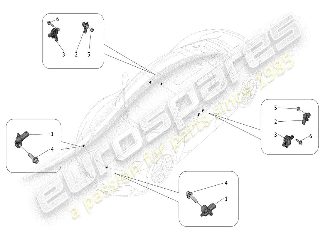maserati mc20 (2024) capteurs de crash schéma des pièces