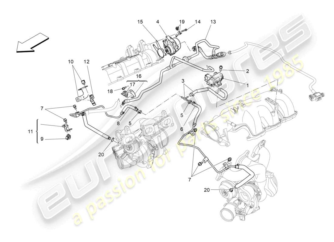 maserati ghibli fragment (2022) schéma des pièces du système d'air supplémentaire