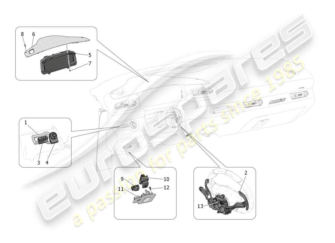 maserati mc20 (2022) appareils de tableau de bord schéma des pièces