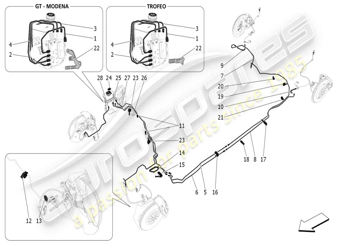maserati grecale modena (2023) lignes diagramme de pièce