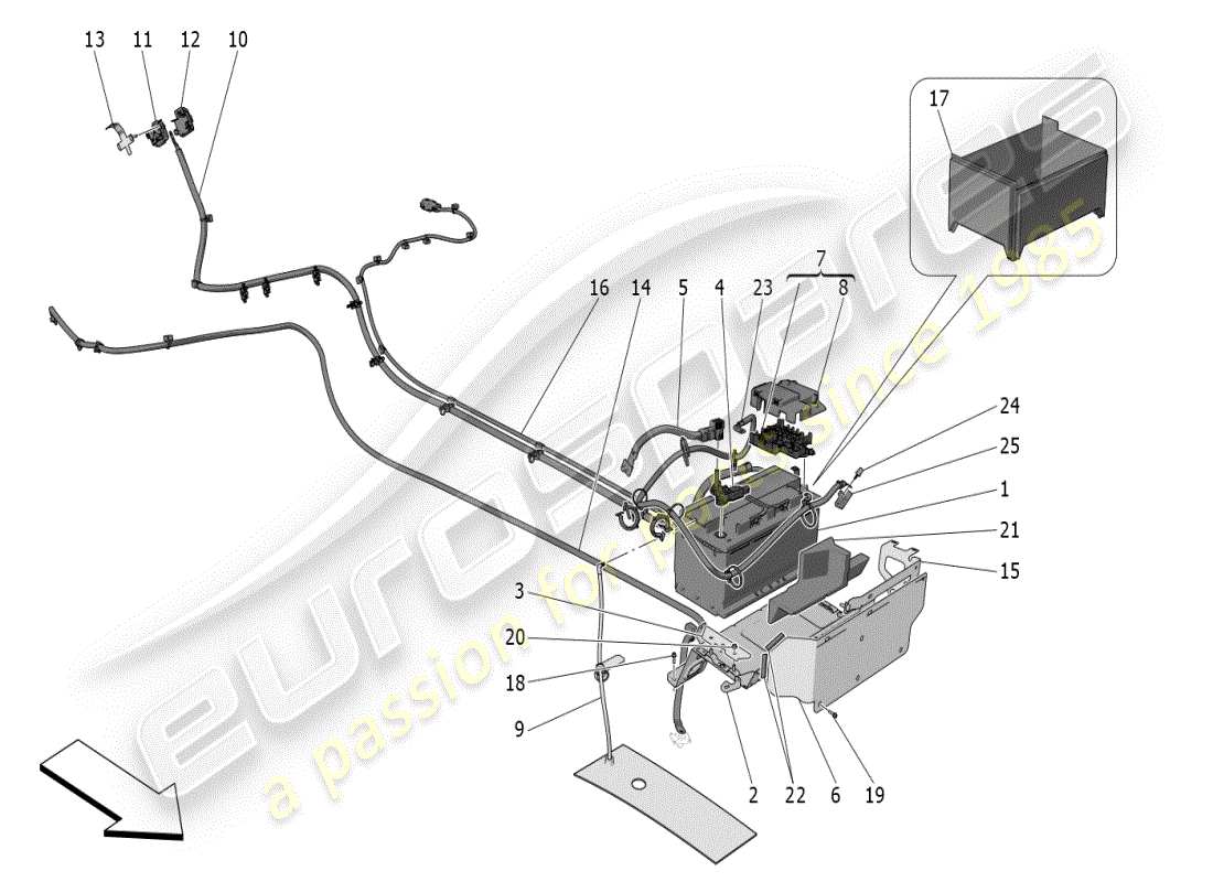 maserati mc20 (2024) diagramme des pièces de production et d'accumulation d'énergie