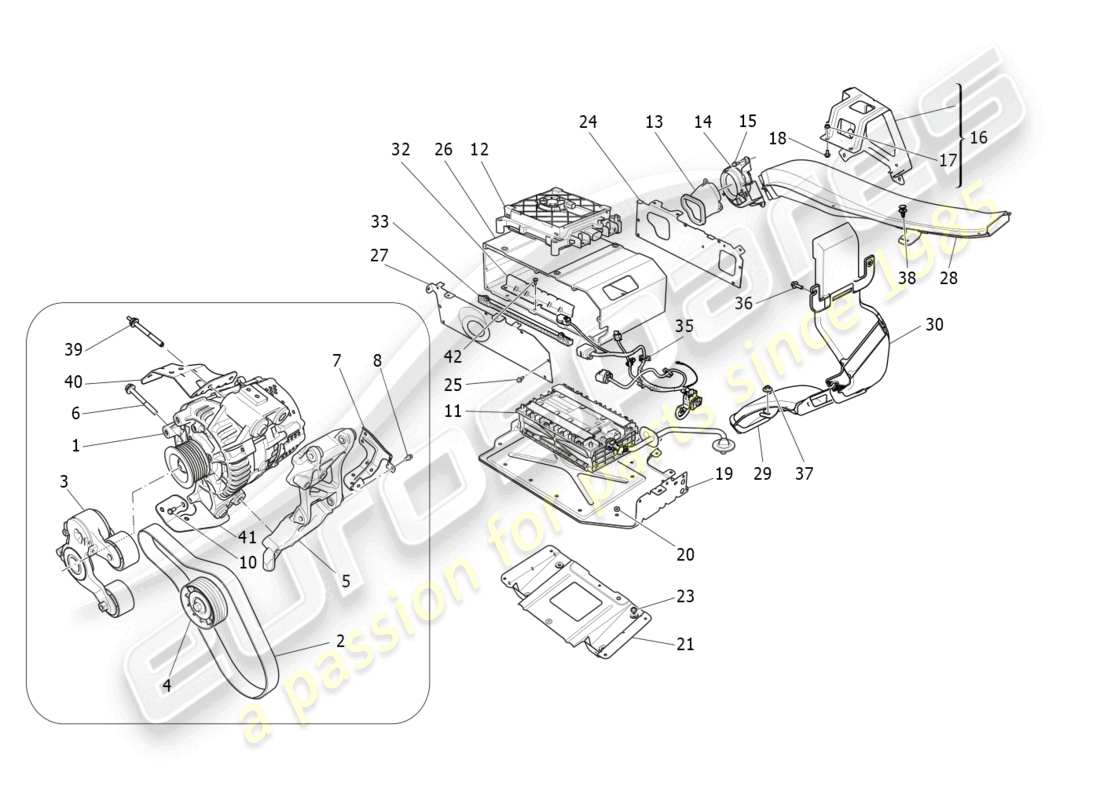 maserati levante gt (2022) diagramme des pièces de production et d'accumulation d'énergie