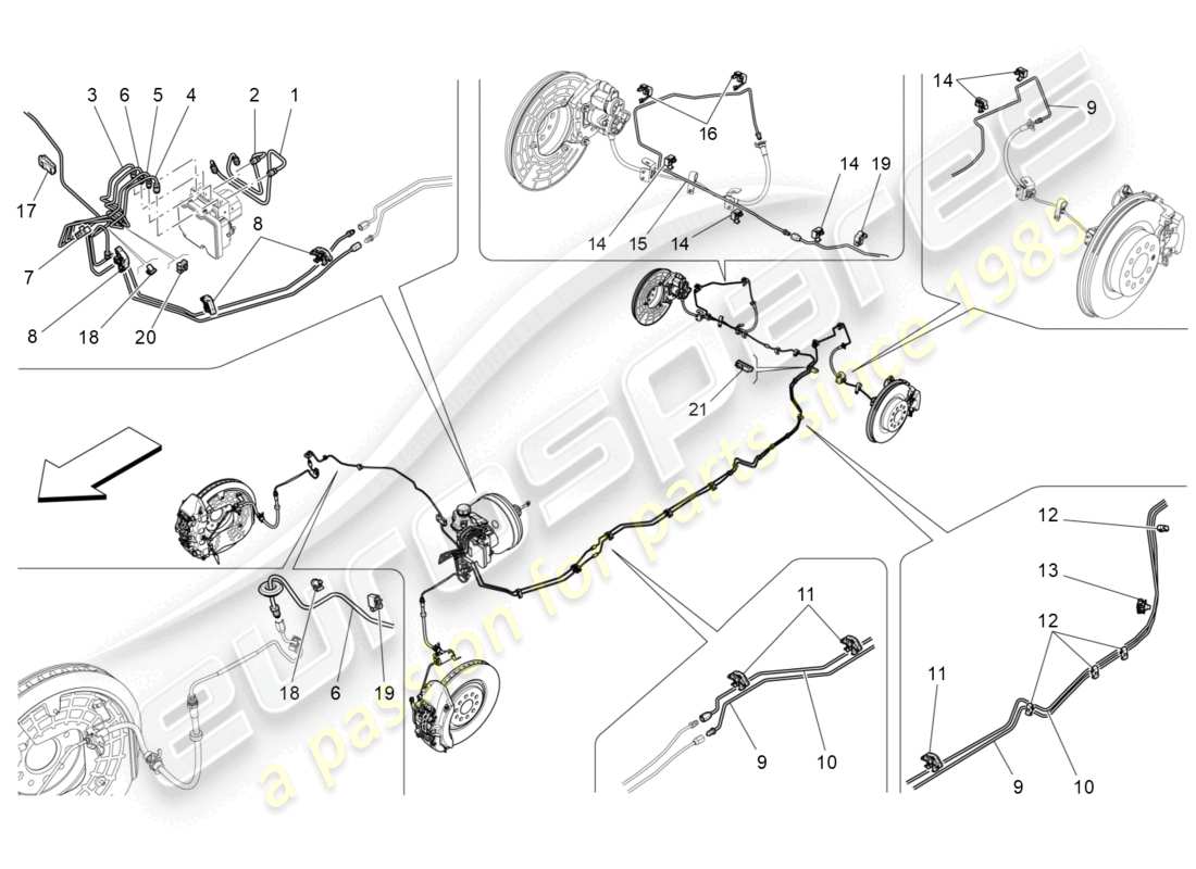 maserati levante (2020) lignes diagramme de pièce