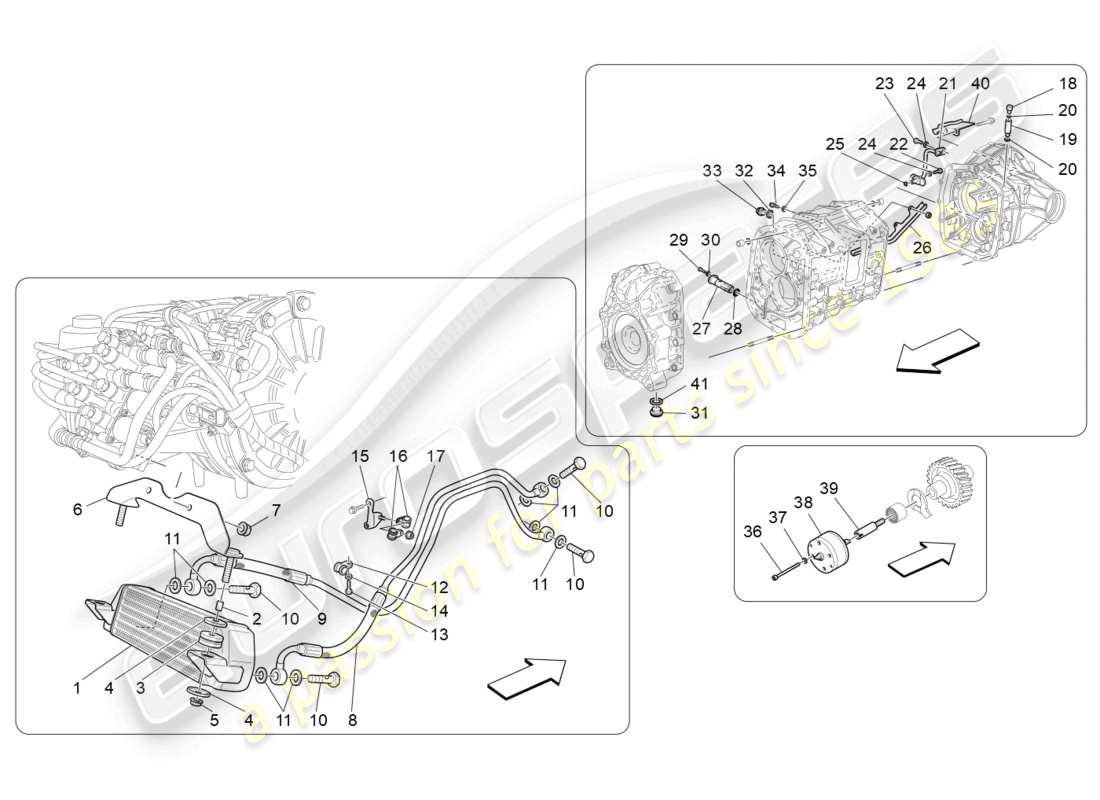 maserati granturismo mc stradale (2012) schéma des pièces de lubrification et de refroidissement de l'huile de boîte de vitesses