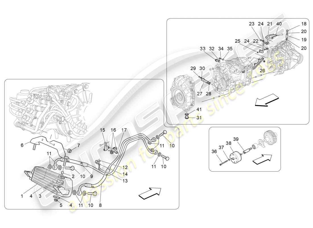 maserati granturismo mc stradale (2011) schéma des pièces de lubrification et de refroidissement de l'huile de boîte de vitesses