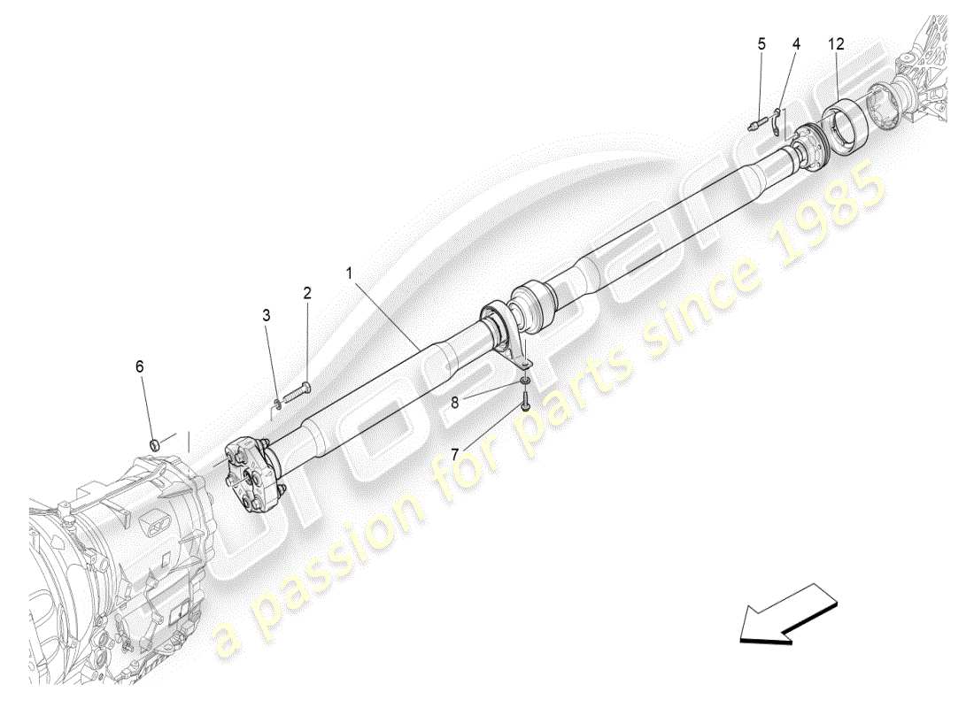 maserati ghibli (2020) arbre de transmission schéma des pièces