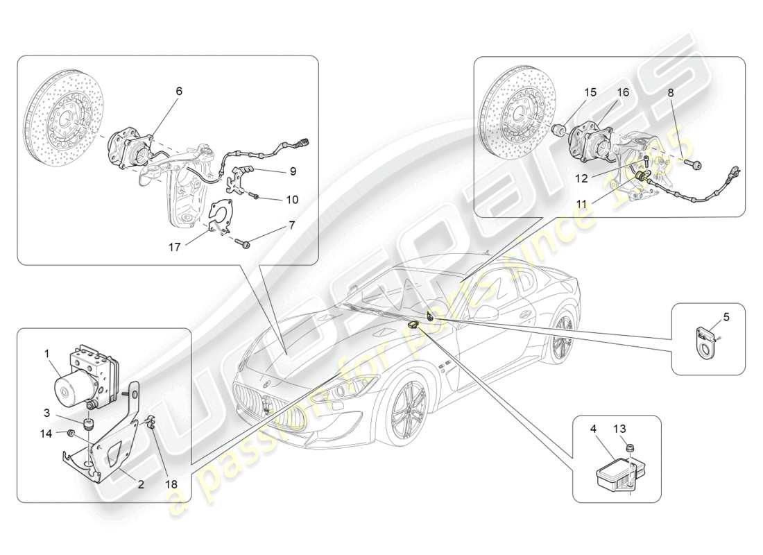 maserati granturismo mc stradale (2011) schéma des pièces des systèmes de commande de freinage