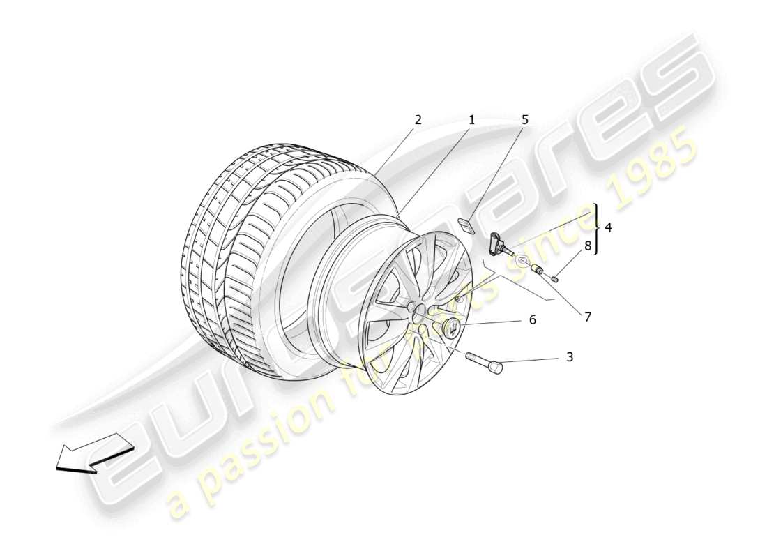 maserati levante modena (2022) schéma des pièces des roues et des pneus