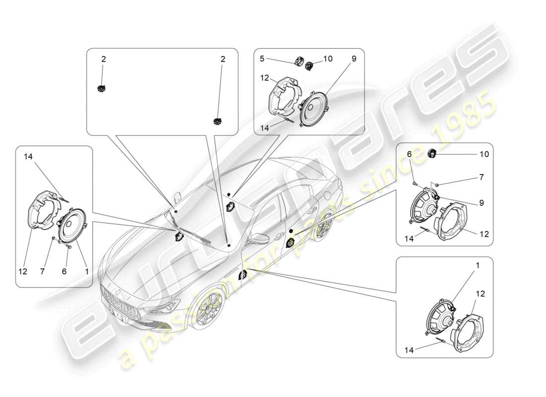un schéma de pièces du catalogue de pièces maserati ghibli (2014)