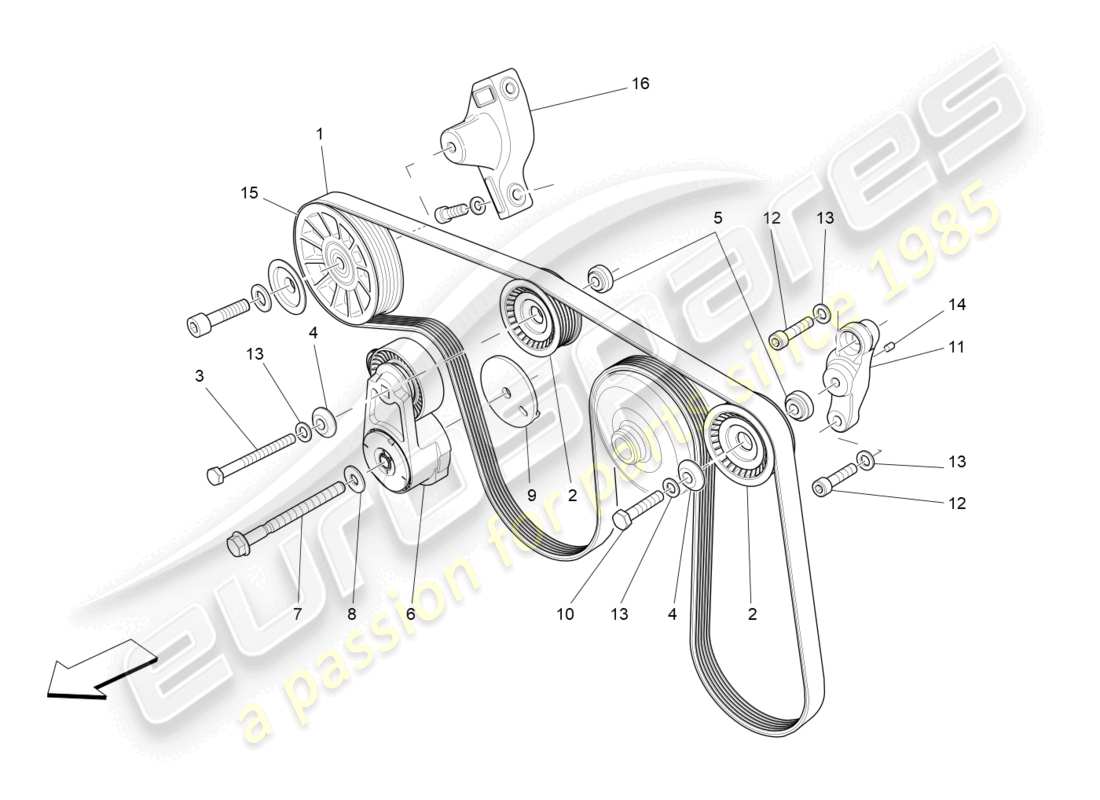 maserati levante modena (2022) ceintures de dispositifs auxiliaires schéma des pièces