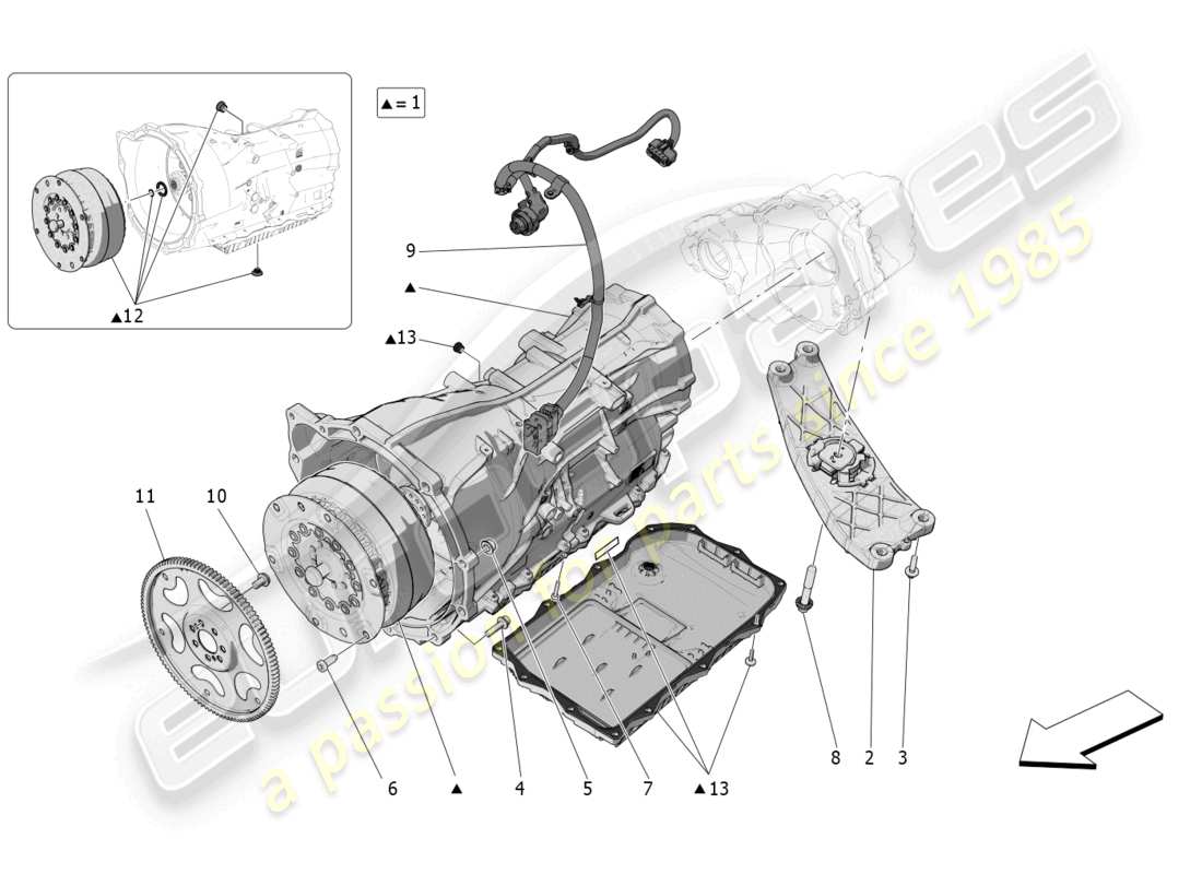 maserati grecale gt (2023) schéma des pièces des carters de boîte de vitesses