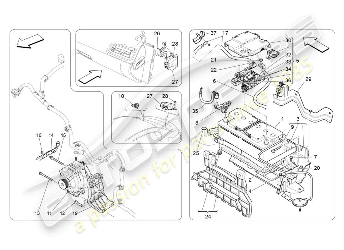 maserati ghibli (2017) diagramme des pièces de production et d'accumulation d'énergie