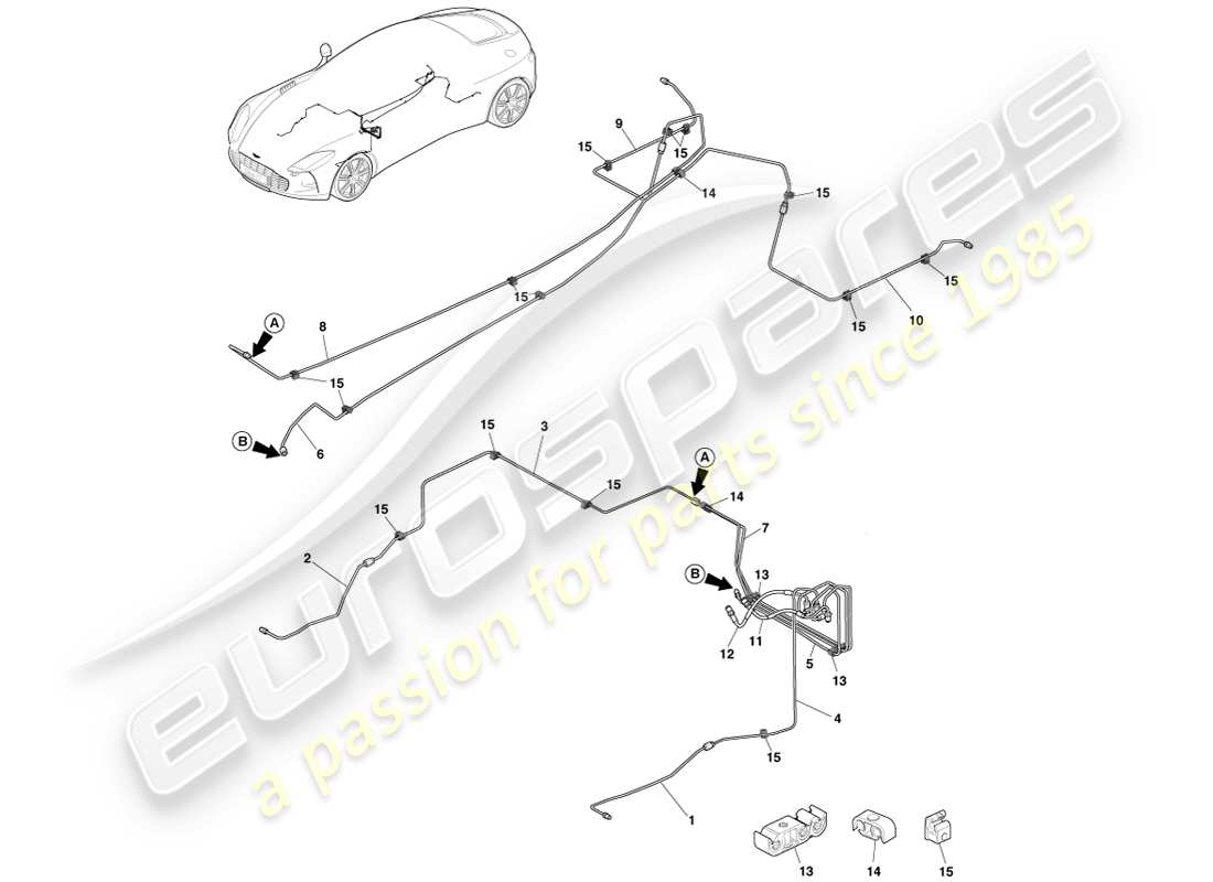 aston martin one-77 (2011) conduites et flexibles de frein, diagramme de pièces lhd