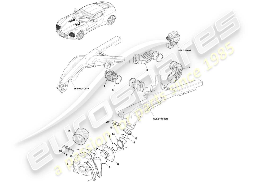 aston martin one-77 (2011) chargement d'air schéma des pièces