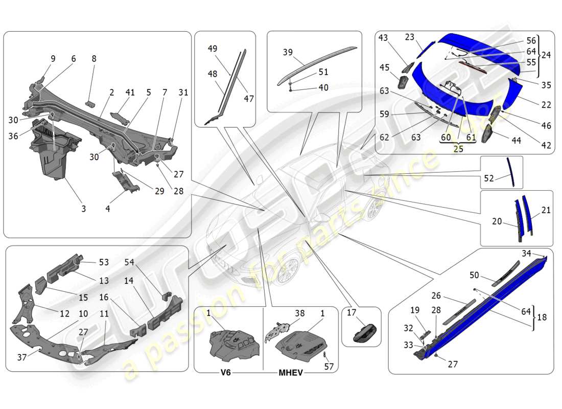 un schéma de pièces du catalogue de pièces maserati grecale