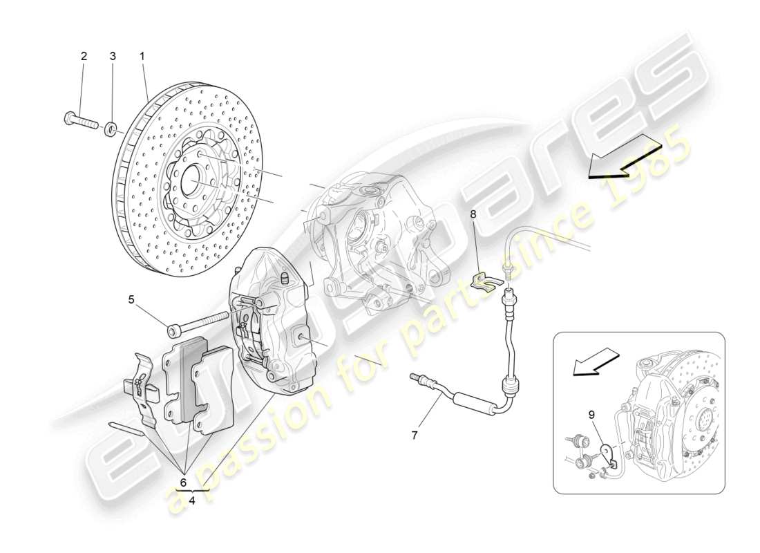 maserati granturismo mc stradale (2013) schéma des pièces des dispositifs de freinage sur les roues arrière
