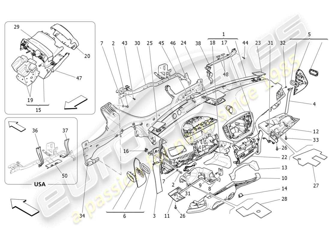 maserati ghibli (2016) unité de tableau de bord schéma des pièces