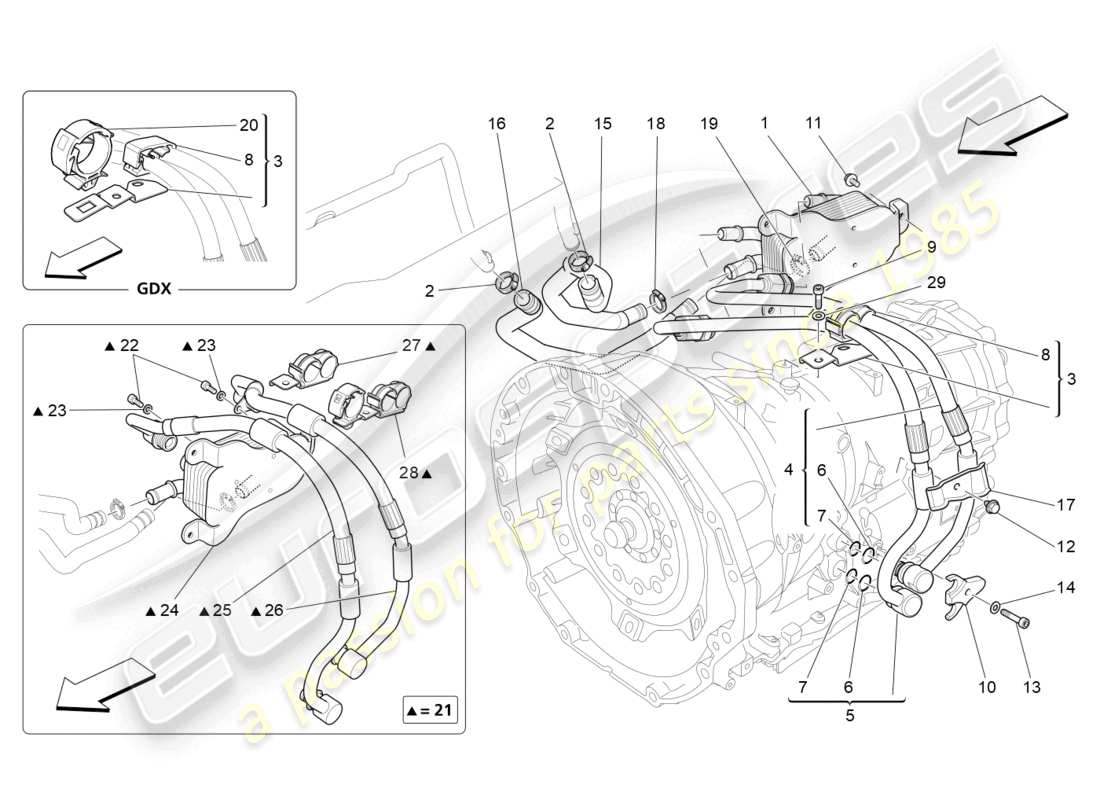 maserati ghibli (2014) lubrification et refroidissement de l'huile de boîte de vitesses schéma des pièces