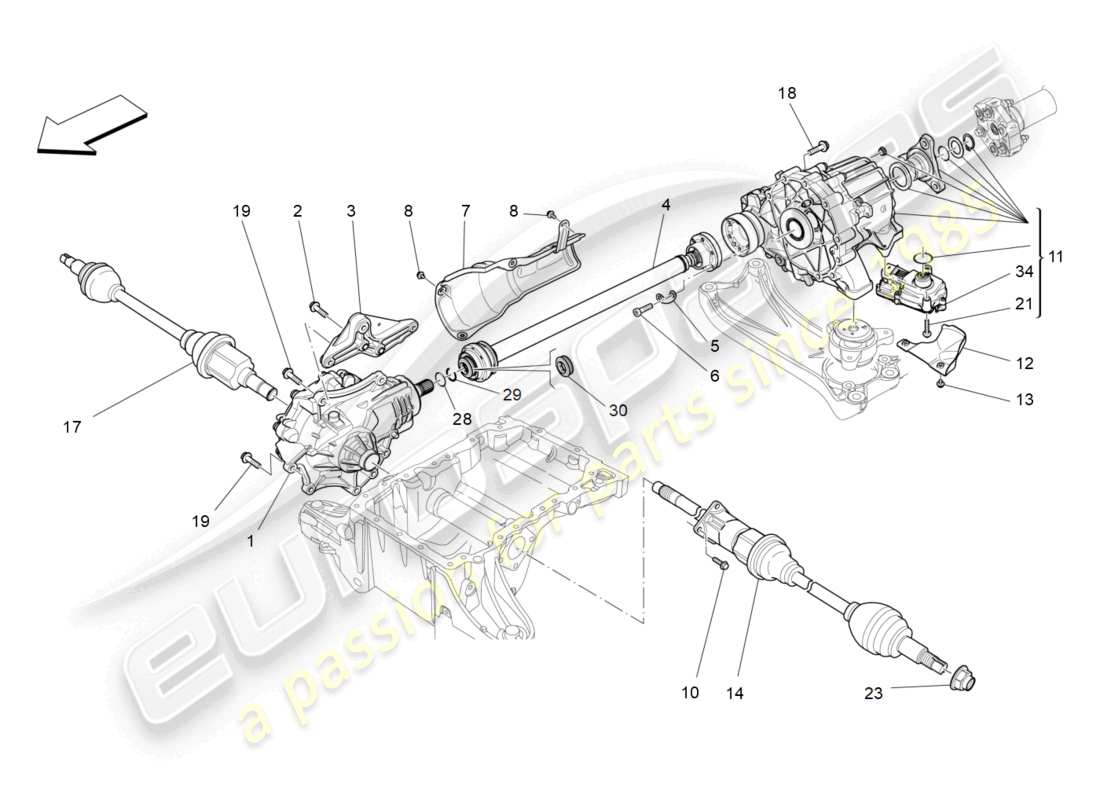 maserati ghibli (2018) transmission des roues avants schéma des pièces