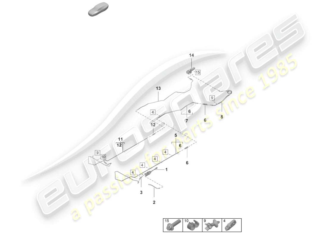porsche 2023 (992-1 gt3/rs/st) actionnement de l'accouplement hydraulique maître-cylindre d'embrayage schéma des pièces du tuyau