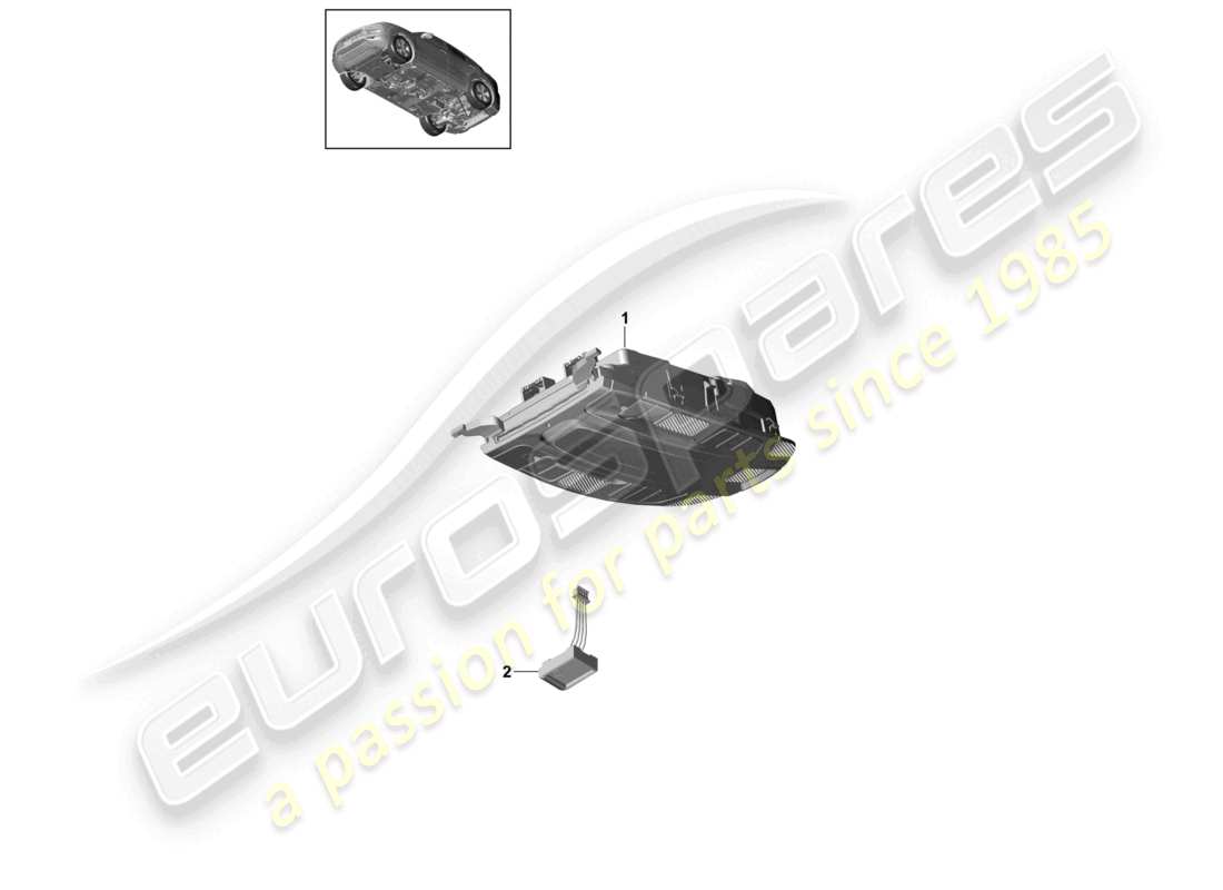 porsche 2021 (cayenne e3 9ya/9yb) schéma des pièces de la console de toit avant