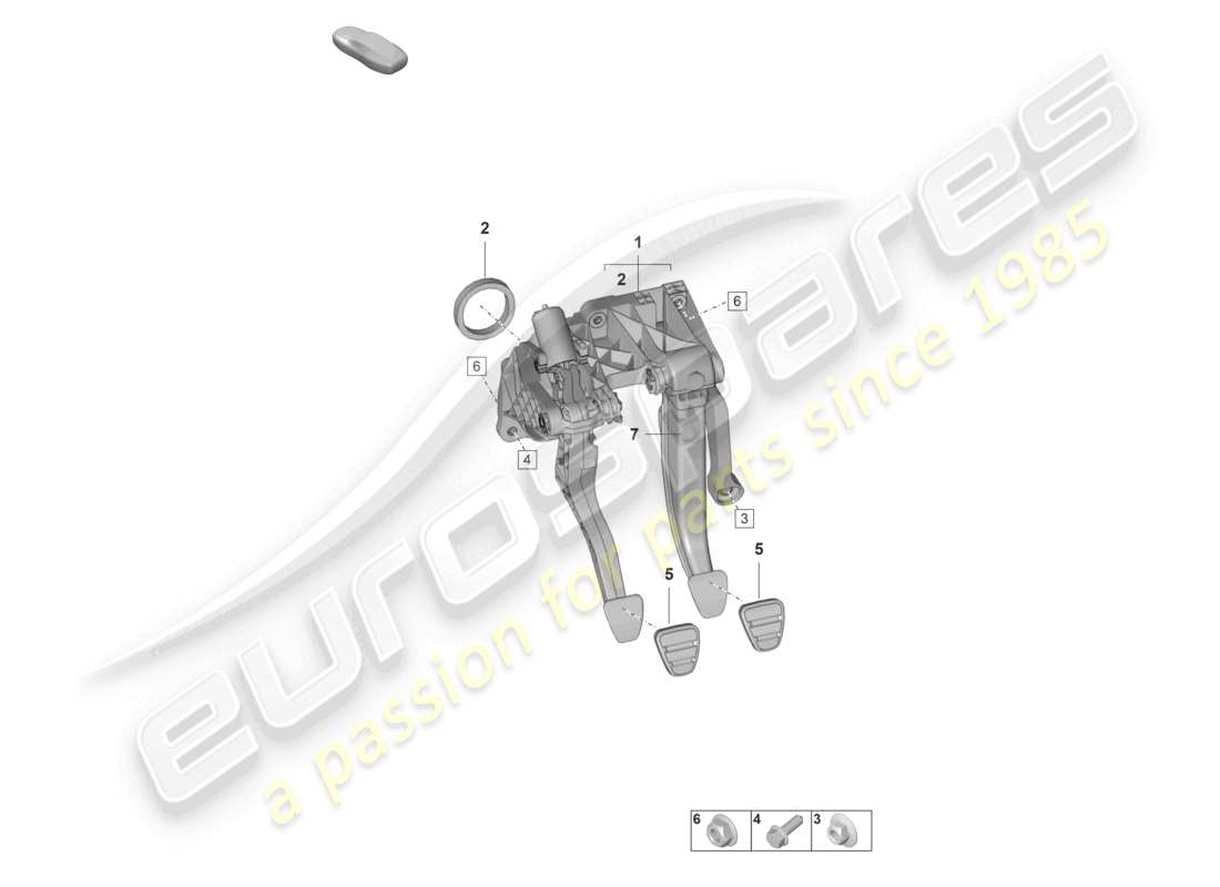 porsche 2023 (992-1 gt3/rs/st) schéma des pièces du groupe de pédales de frein et d'embrayage 6-speed de la transmission manuelle