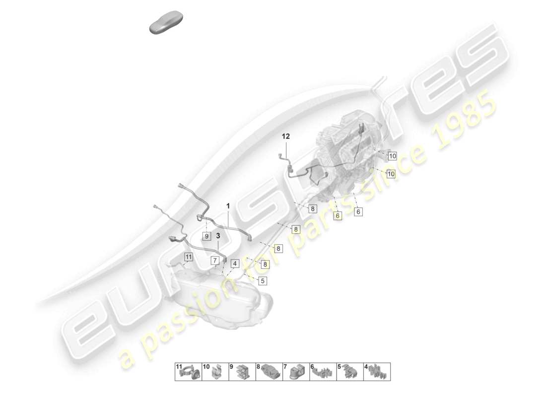 porsche 2022 (992-1 gt3/rs/st) schéma des pièces de ventilation du réservoir de conduite de reniflard