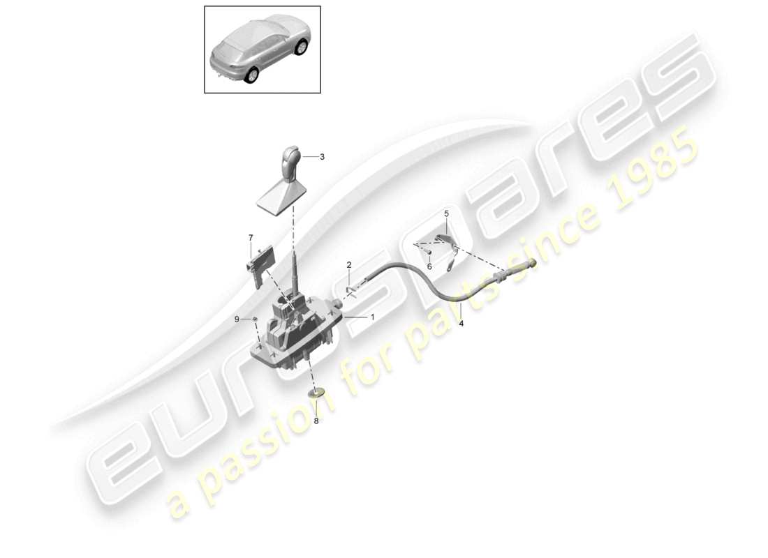 porsche 2021 (macan) sélecteur de vitesse - pdk - d >>- mj 2021 schéma des pièces
