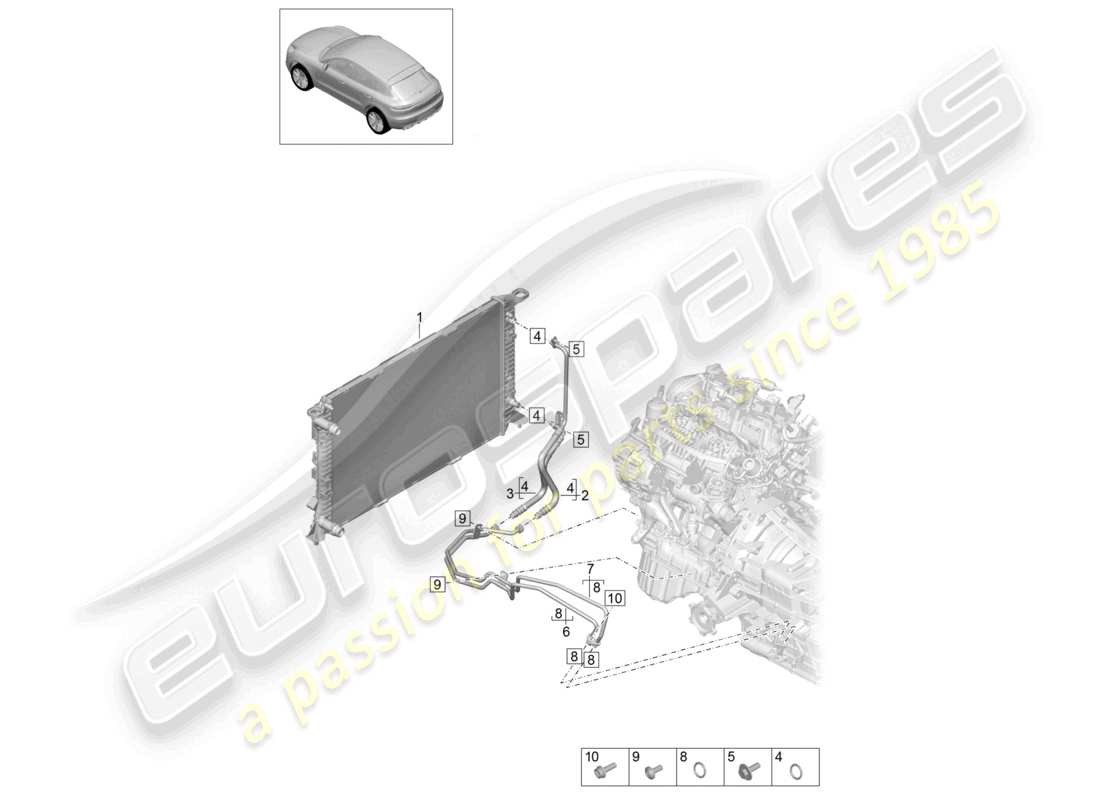 porsche 2021 (macan) - pdk - refroidisseur d'huile de boîte de vitesses conduite de pression d'huile schéma des pièces