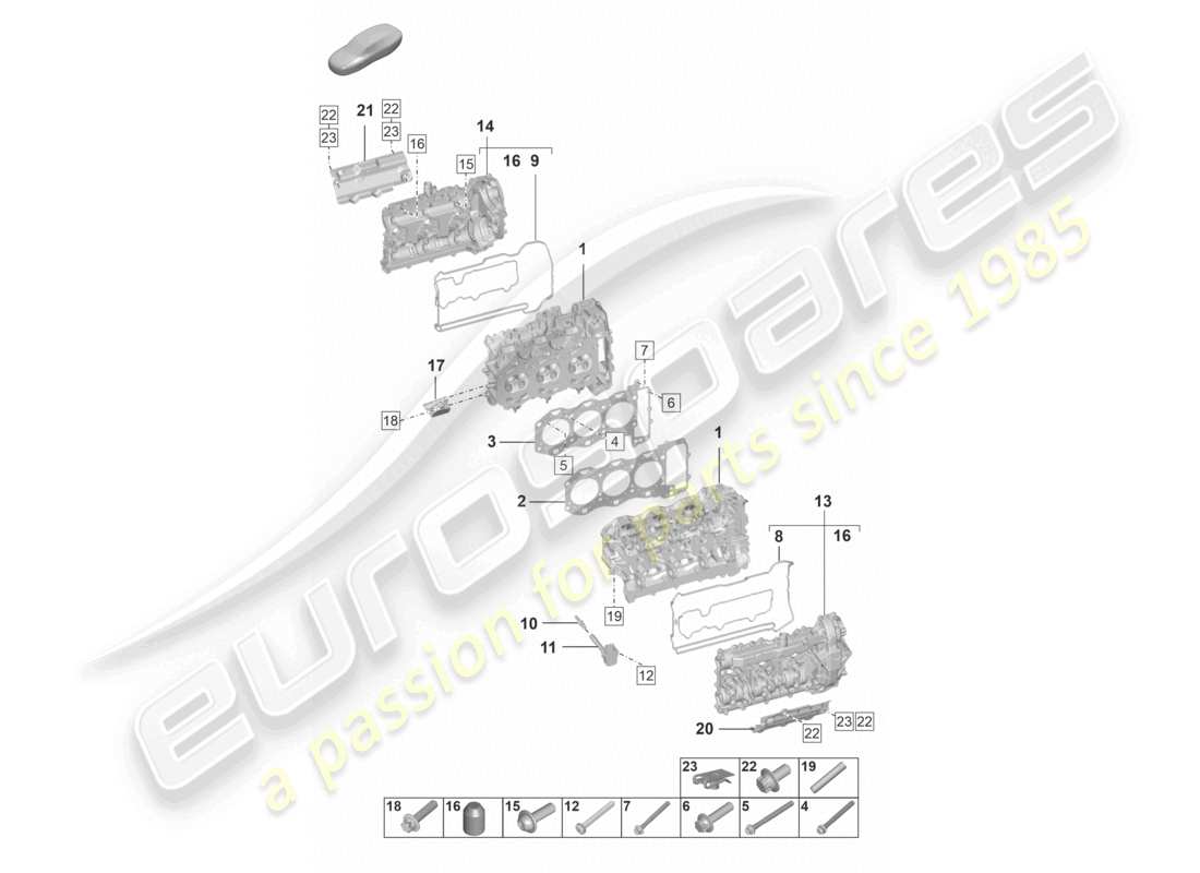 porsche 2022 (992-1 turbo / s) culasse joint de culasse couvercle de soupape schéma des pièces